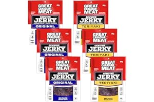Original & Teriyaki Beef Jerky Bundle 6 x 68g Bags by Great Canadian Meat, Meat Snacks, Bulk Beef Jerky Box For Carnivores. P