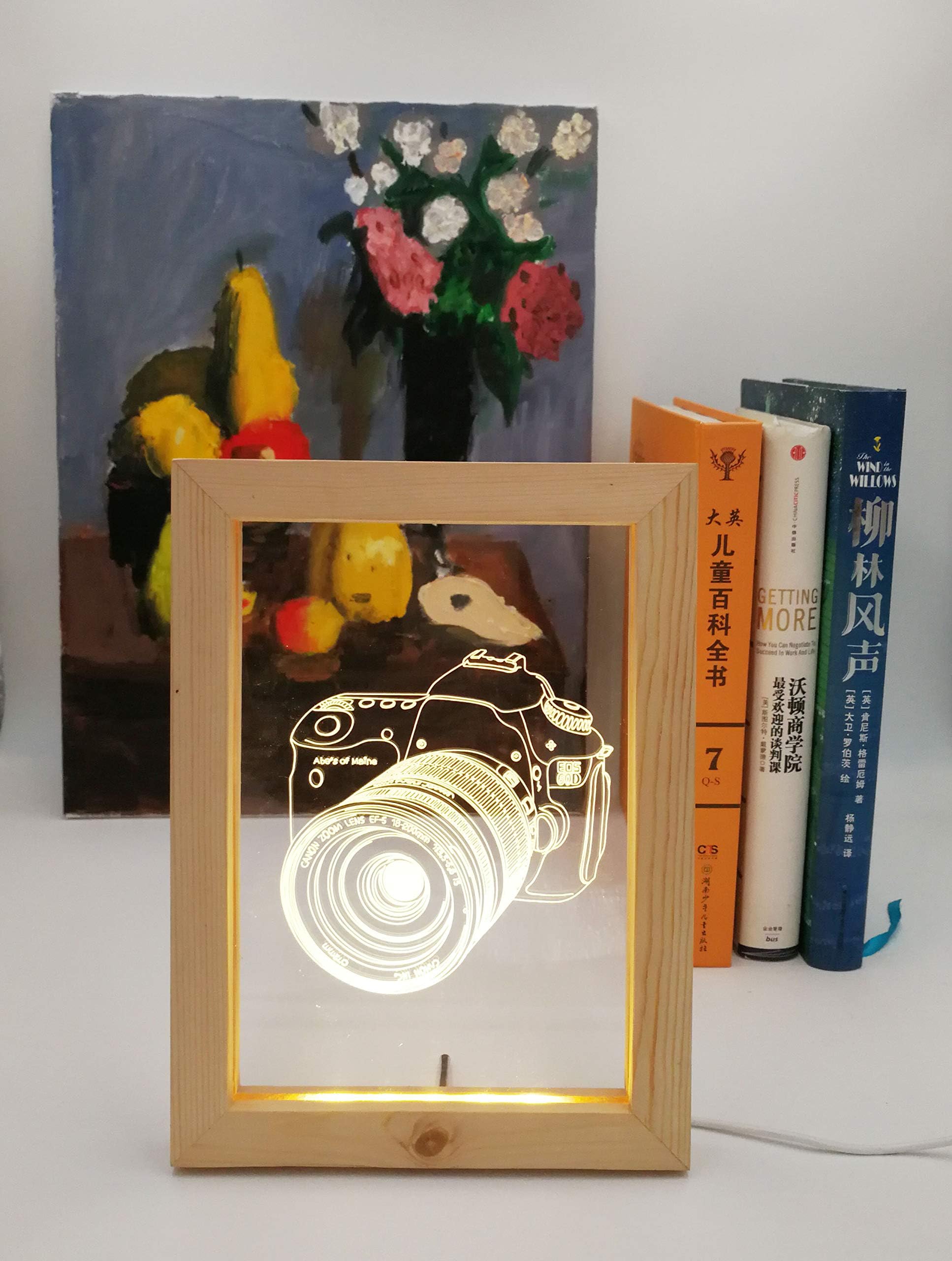 Kevmiya Camera Image Lamp with LED Picture, 9X6.7 Inches, Night Lamp and Decor for Sleeping Lighting, Gifts for Kids (Camera)
