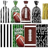 GREHUMOR 100pcs Football Goodie Bags,Football Cellophane Treat Bags with Gold Twist Ties,Football Gift Candy Bags for Football Party Decorations Football Theme Sports Birthday Party Favors Supplies