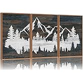 Rantodecor Vintage Mountain Framed Canvas Wall Art, White Snowy Nature Landscape Wall Decor, Rustic Wilderness Forest Art Paintings, Modern Farmhouse Artwork for Bedroom Living Room Office 16"x24"x3