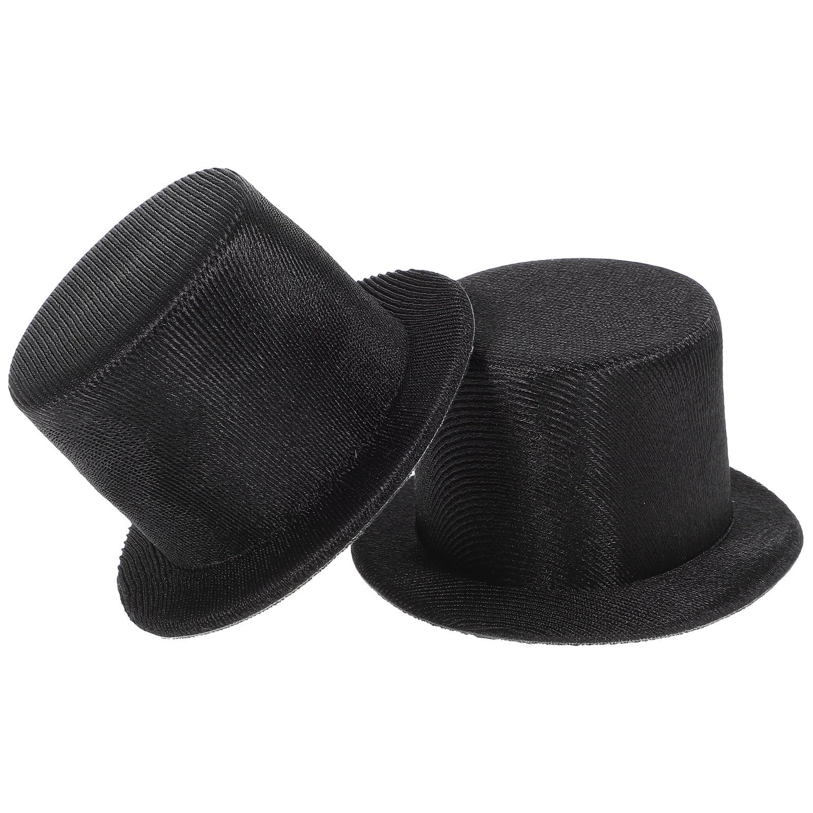 2Pcs Mini Top Hat: Black Fabric Top Hat Hair Accessories for Kids 13 x 5cm Dolls DIY Craft Supplies Chrismtas Snowman Dress Props Party Decorations Black