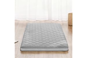 PPOLCA Memory Foam Japanese Floor Mattress Futon Mattress, Twin Size Foldable & Portable Guest Mattress for Adults Kids, Breathable Camping Dormitory Sleeping Mattress, Grey