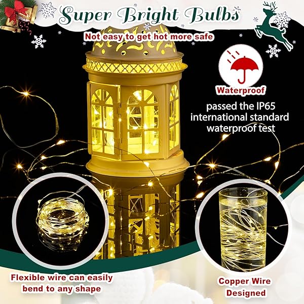 4 PCS CHRISTMAS TABLE CENTERPIECE DECORATION WITH 3 CHRISTMAS CANDLE HOLDERS LED FAIRY LIGHTS STRING LIGHTS BATTERY OPERATED ARTIFICIAL RED BERRIES PINE CONES FOR KITCHEN INDOOR HOME (BRIGHT STYLE)