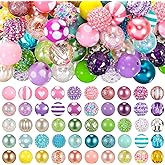 Huquary 100 Pcs 20mm Rhinestone Bubblegum Beads for Pens Mixed Crystal Resin Chunky Beads for DIY Craft Keychain Necklace Bracelet Jewelry Making(Candy Color)