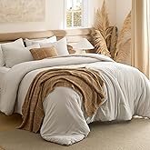 Bedsure Full Comforter Set, Beige Soft Prewashed Bedding for All Seasons, 3 Pieces GentleSoft™ Bed Set, 1 Lightweight Comforter (82"x86") and 2 Pillowcases (20"x26")