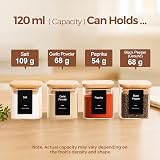 ComSaf 12 Pcs Glass Spice Jars 120ml with Bamboo Lids Square Airtight Label view 2