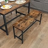 VASAGLE KTB33X Dining Table Benches Set of 2 108 cm Rustic Dark Brown view 6