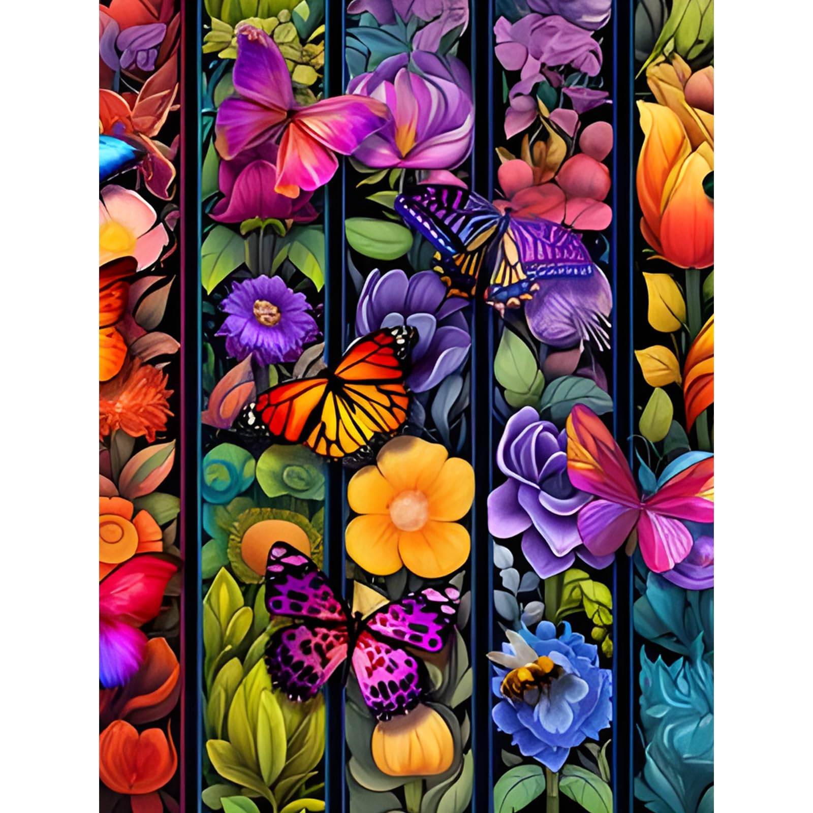 NAIMOER Flowers Diamond Painting Kits for Adults, DIY Full Drill 5D Diamond Painting Butterfly Diamond Art Kits Landscape Diamond Painitng Kits for Relaxation and Home Decor 30x40cm