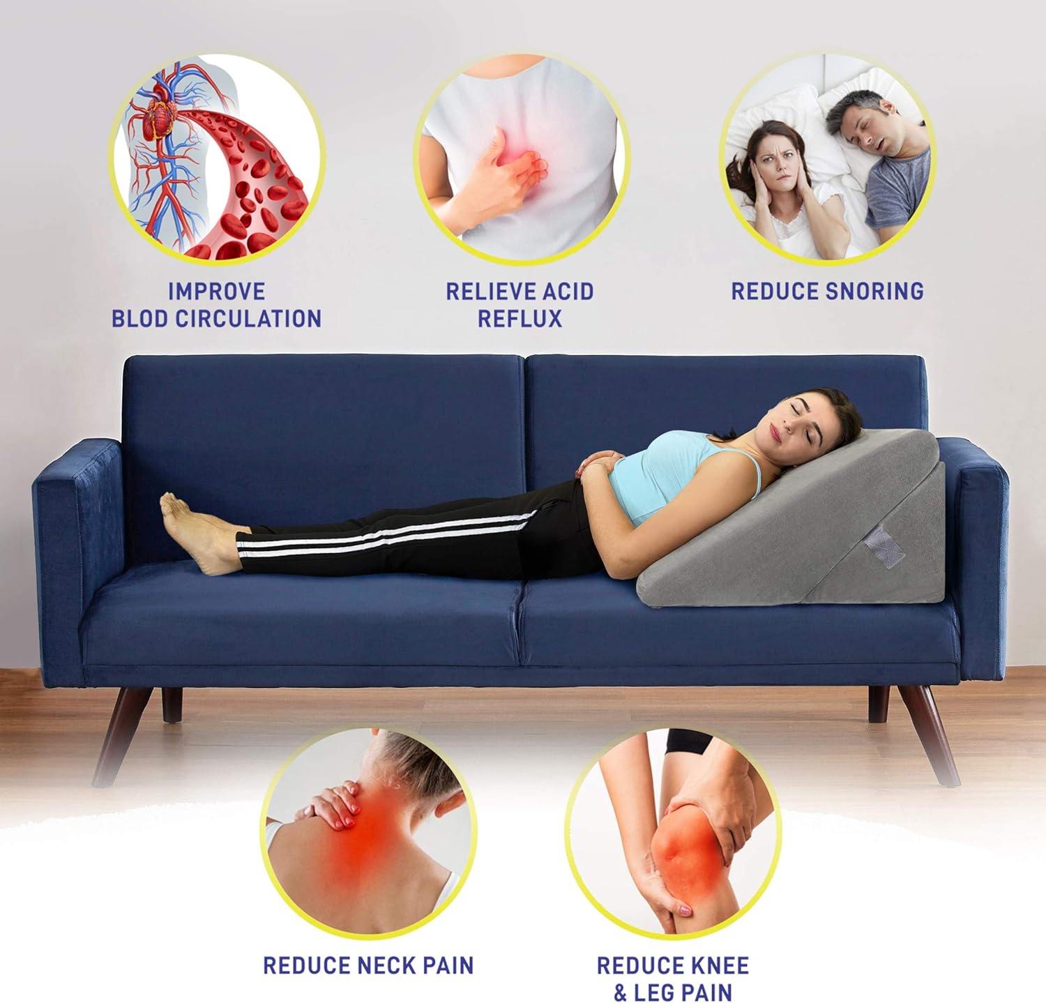 Healthex Bed Wedge Pillow - Memory Foam Top Adjustable 9&12 inch Folding Incline Cushion, for Legs and Back Support Pillow, Acid Reflux, Heartburn, Allergies, Snoring, Reading- Soft Washable Cover: Health & Personal Care