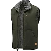Cotrasen Men's Vest Cotton Work Vest Sherpa Lined Casual Outerwear Fleece Warm Sleeveless Jackets