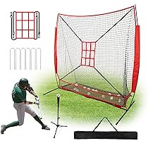 VIVOHOME Red De Práctica De Béisbol De 7 X 7 Pies Con Objetivo De Zona De Golpe Y Bolsa De Transporte Para Golpear Y Lanzar Bateando