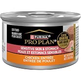 Purina Pro Plan Sensitive Skin &amp; Stomach Wet Cat Food Pate, (24) 3 oz Cans | Grain-free cat food made with real chicken, natural prebiotic fiber for digestive health, nourishes skin and coat health