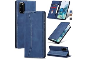 Jasonyu Flip Wallet Case for Samsung Galaxy S20 5G,Leather Magnetic Folio Cover with Card Holder,Kickstand - TPU Shockproof Durable Protective Phone Case,Blue