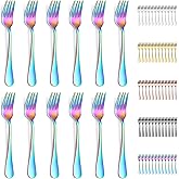 Evanda Rainbow Dessert Forks Set of 12 Pack,Rainbow Titanium Plating Pastry Fork, Family Appetizer Fork for Fruit, Cake, Chee