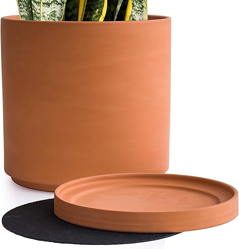 pix 10 Inch Planter Pot With Drainage large 10 inch terracotta plant pot with drainage hole and saucer round cylinder planter pot for indoor plants 587 47 1