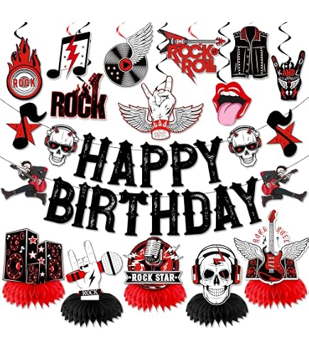 Born 2 Rock Pre-strung Banner - 2nd Birthday Party Decor, Musical Rock Hip Hop Theme With Glitter Letters