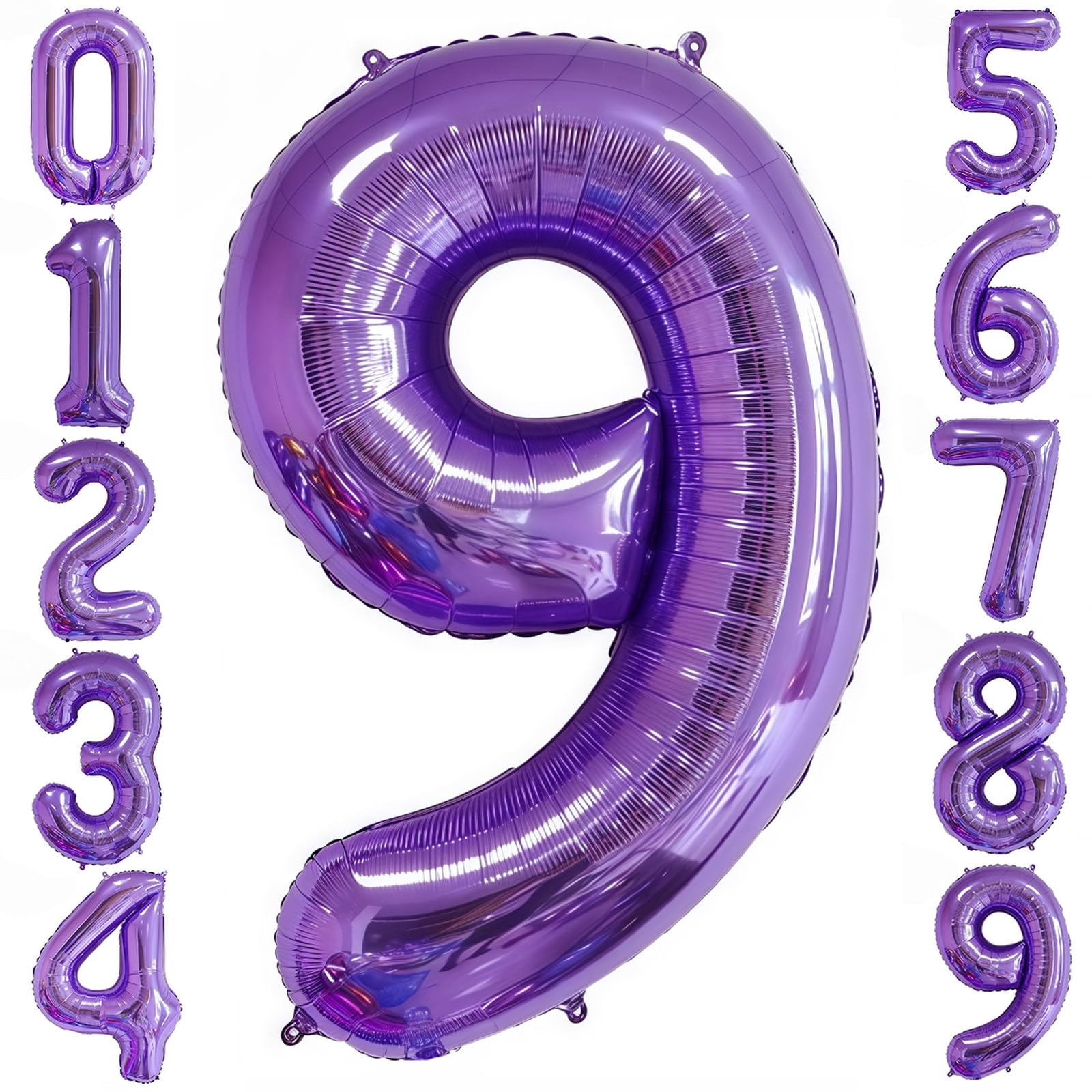 Photo 1 of Purple 9 Balloon Number,40 Inch Number 9 Balloon Big Purple 9 Foil Mylar Helium Balloon for Birthday Party Decorations