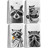 LUKIPOM Funny Raccoon Gifts Hand Towels for Bathroom Decor Set of 4, Funny Kitchen Towels, Raccoon Lover Gifts,Kids Bathroom Decor, 16x24 Inches