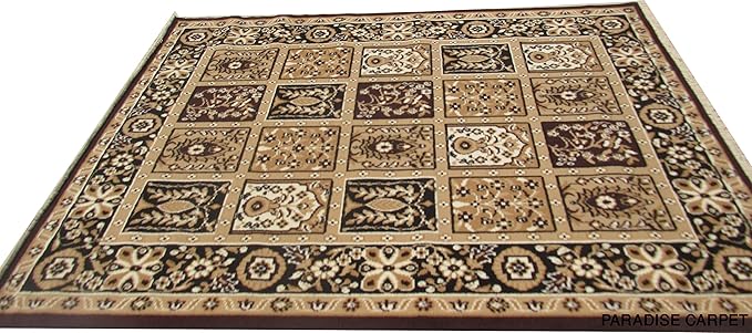PARADISE CARPET CREATION Acrylic Carpet for Living Room, Center Table and Carpets for Hall, 7 x 10 Feet (Brown Multi)