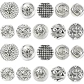 LiQunSweet 100 Pcs 10 Styles Tibetan Style Round Spacers Beads Chakra Beads Round Metal Charms Beads Antique Silver Metal Loose Spacer Beads for Friendship Bracelet Jewelry Making