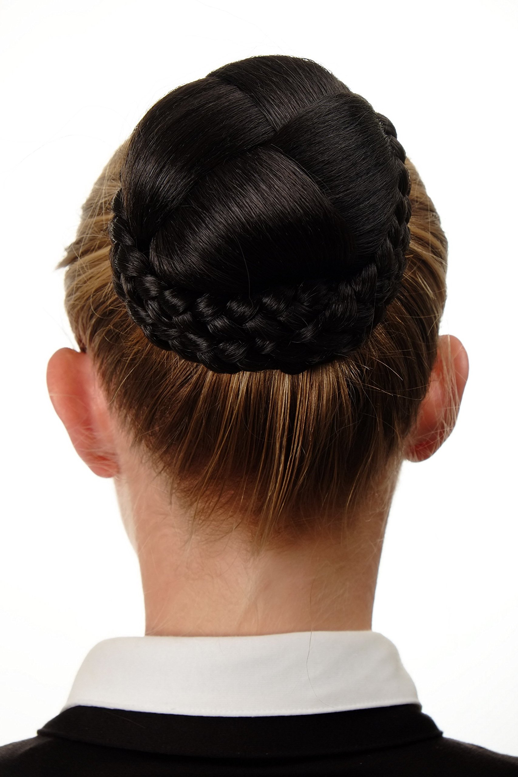 WIG ME UP - N796-3 Hairbun Hairpiece bun hair knot braided elaborate braided plaited rim traditional custom dark brown