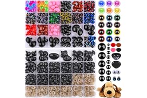 XSEINO 740PCS Safety Eyes for Crochet,5-29mm Colorful Glitter Noses with Washers Stuffed Animals Amigurumi Craft Doll Making Bear Toy