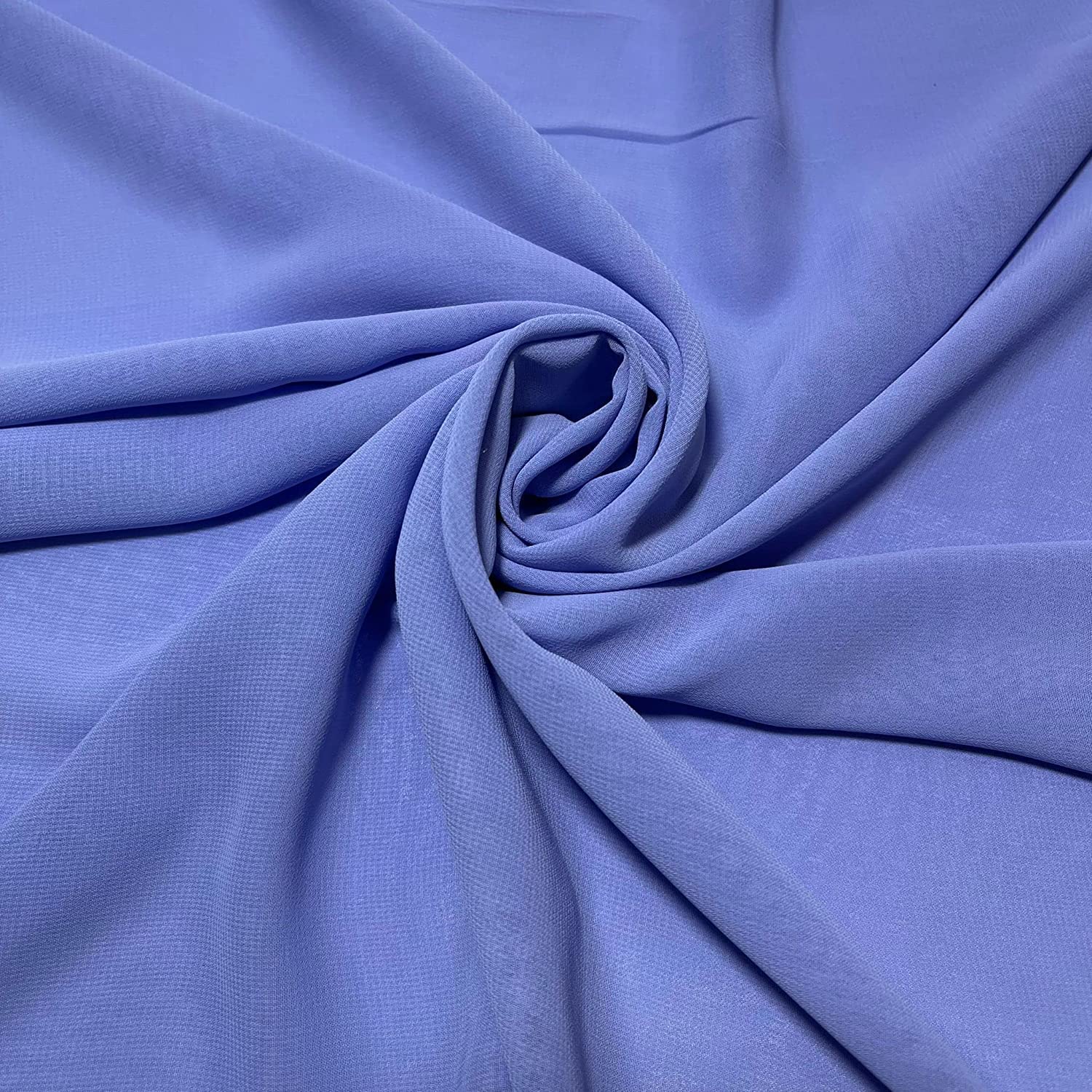 Clearance Chiffon Sheer Fabric Plain Soft Polyester Wedding Arch Dress Craft Material 44" - 112 cm Wide Sold As Pre - Cut Lengths (2 Meter, New Blue)