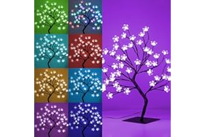 BDUSXYZ Lighted Cherry Blossom Tree - 48 LED 16 Color-Changing 4 Modes Plug in Artificial Bonsai Tree as Night Lights for Halloween Thanksgiving Christmas Wedding Party