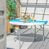 Harbour Housewares Folding Trestle Table 4ft 120cm White Round Carry Handle view 2