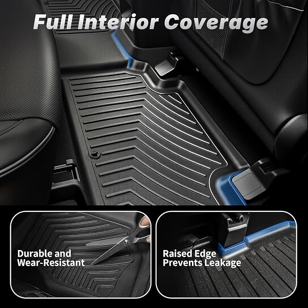 OEDRO FLOOR MATS FIT FOR 2020-2025 KIA TELLURIDE WITH 2ND BUCKET SEATS WITHOUT CENTER CONSOLE, ALL WEATHER FIT FOR KIA TELLURIDE ACCESSORIES FLOOR MATS LINERS 3 ROW & CARGO LINER CAR MATS SET