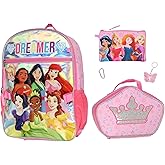 Bioworld Disney Princess Cinderella Belle Rapunzel Dreamer 5 Pc Backpack Lunch Box Set 16"