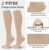 umorismo Toeless Flight Compression Socks 2 Pairs Beige Black Women Size S L XXL view 4