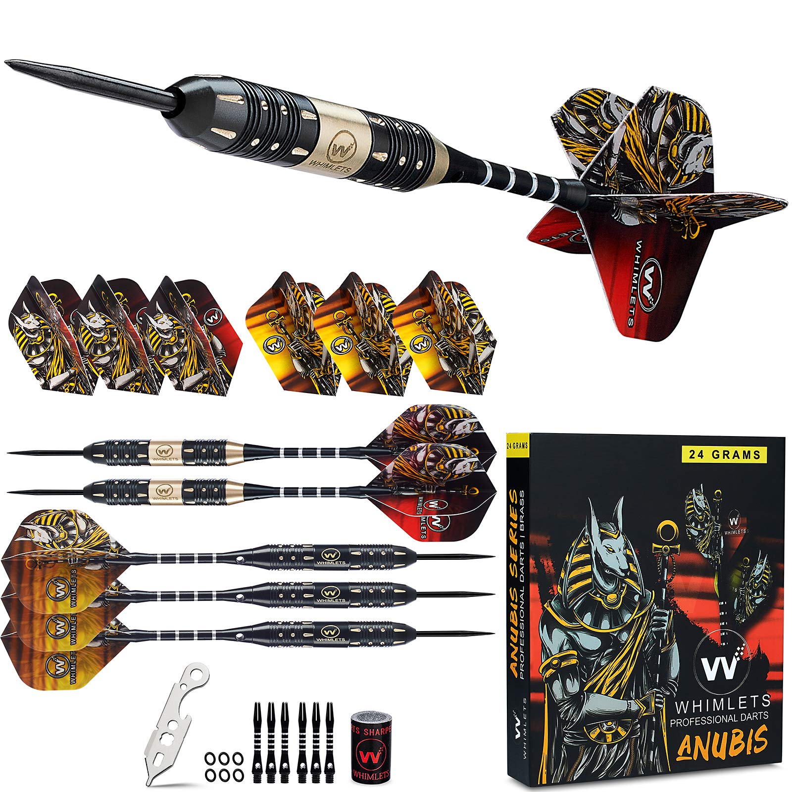 Whimlets Steel Tipped Darts Set for Dart Board - Professional Metal Tip Dart Kit with Aluminum Shafts, O-Rings, and Flights for Man Cave or Bar - Pro Throwing Steel Tip Darts for Dartboard Gift Set