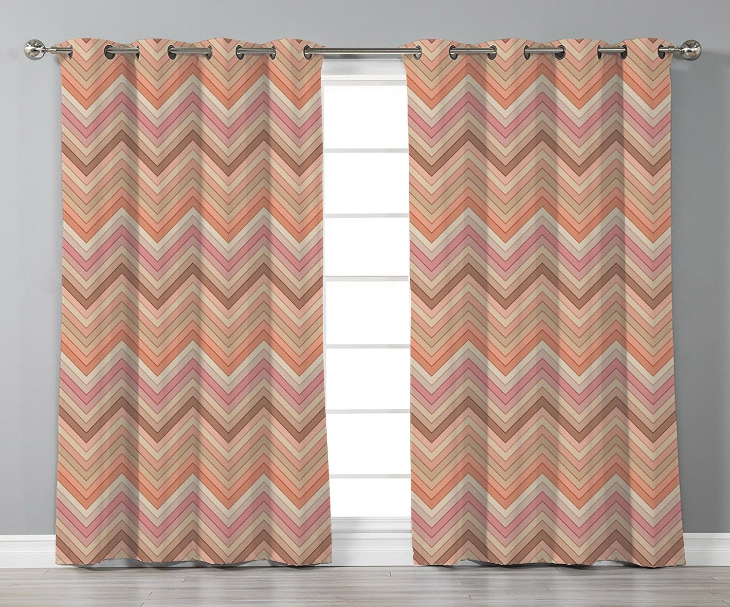 Amazon Com Stylish Window Curtains Peach Old Fashion Zigzag