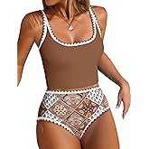 ZAFUL Tankini Swimsuit Tummy Control Bathing Suits Two Piece Swim Top with High Waisted Bottom