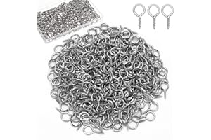 AUGSUN Eye Hooks, 300PCS 0.63 inches Screw Eyes Metal Screw Hooks Ring Screws Fasteners Hardware Tools