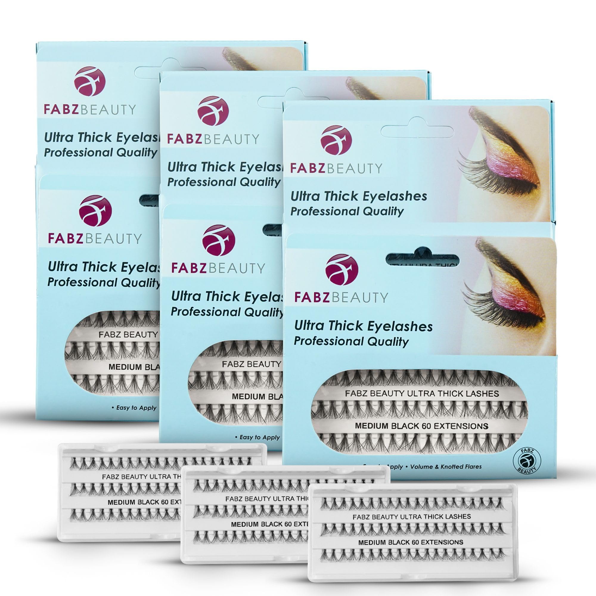 Individual Cluster Eyelashes False Extension | Ultra Thick Knotted Cat Eye Lash Clusters | Lightweight and Waterproof for a Stunning Look (Medium 10mm - Pack of 3)