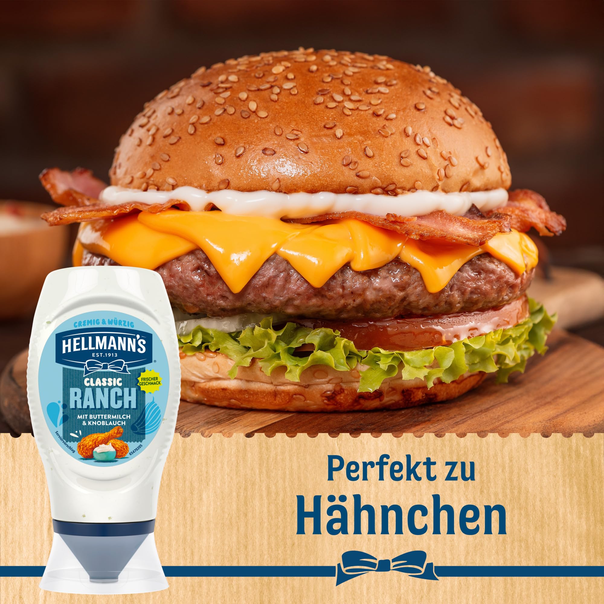 Hellmann's Classic Ranch Sauce cremige und würzige Grillsauce mit Buttermilch und Knoblauch 245 ml 6