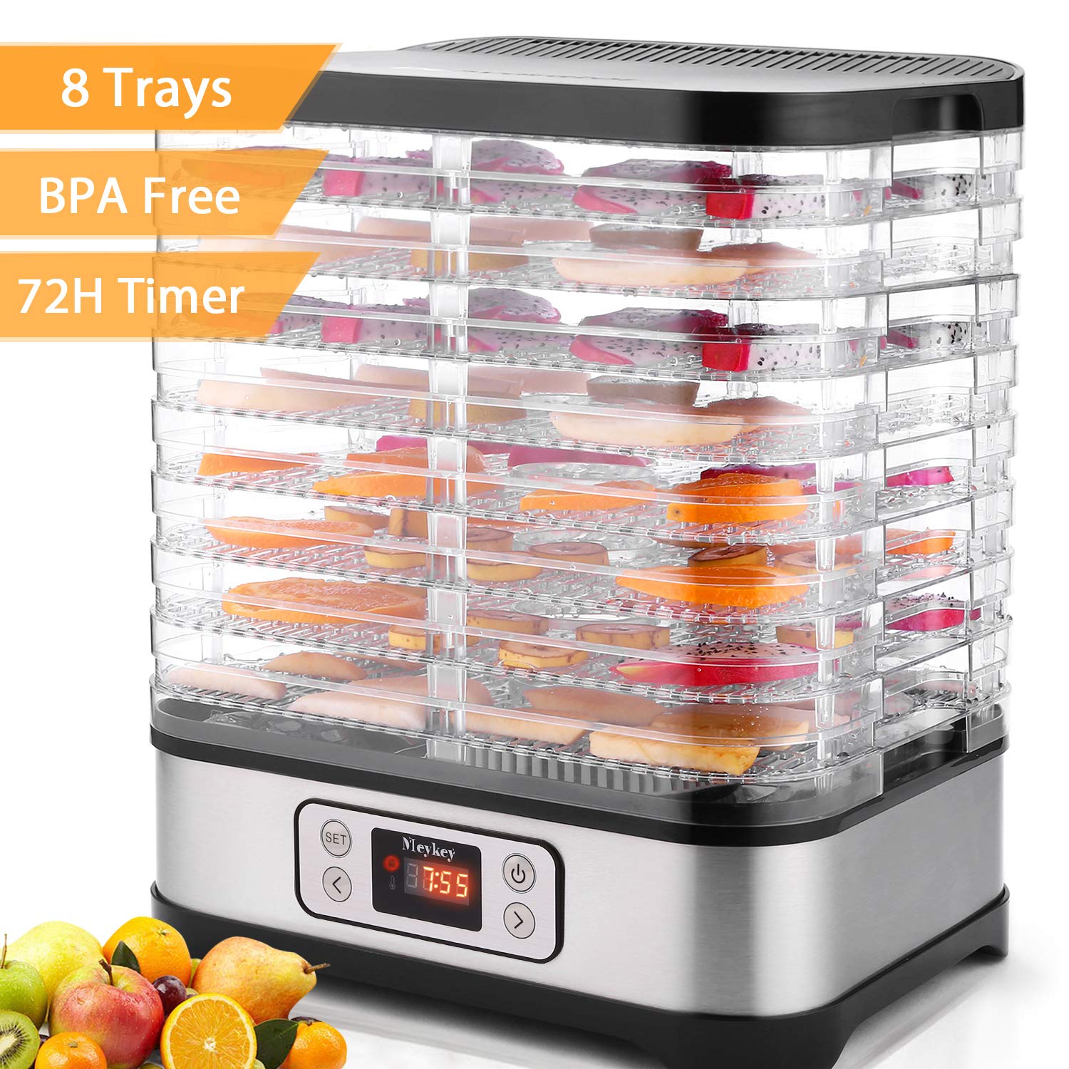 Electric Food Dehydrator Machine Flagup 8 Trays 400W Digital Food Dryer with Timer, Temperature Control, BPA Free, LCD Display Screen