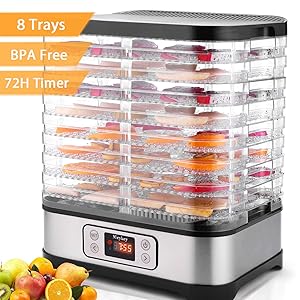 Electric Food Dehydrator Machine Flagup 8 Trays 400W Digital Food Dryer with Timer, Temperature Control, BPA Free, LCD Display Screen