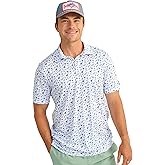 HUK Mens Pursuit Pattern Polo, Performance Short Sleeve Polo Shirt