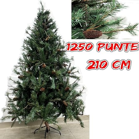 Decorazioni Albero Di Natale Con Pigne.Albero Di Natale Verde Amazzonia Con Pigne Abete Artificiale 210 Cm Pino Folto Amazon It Casa E Cucina