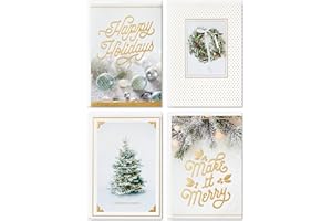 Hallmark Boxed Christmas Cards Assortment, White and Gold (40 Cards and Envelopes)