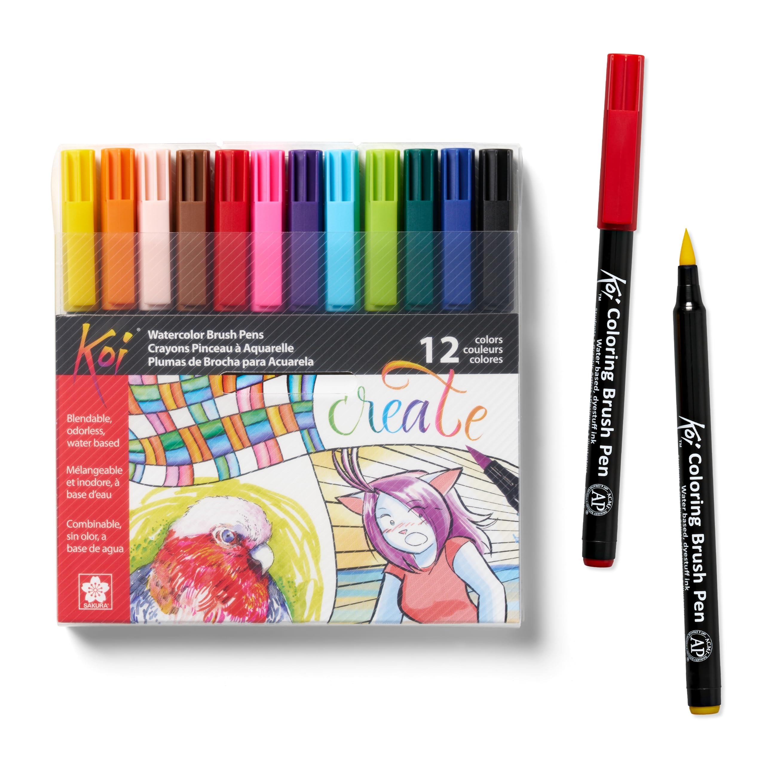 Sakura XBR-12SA 12-Piece Koi Assorted Coloring Brush Pen Set
