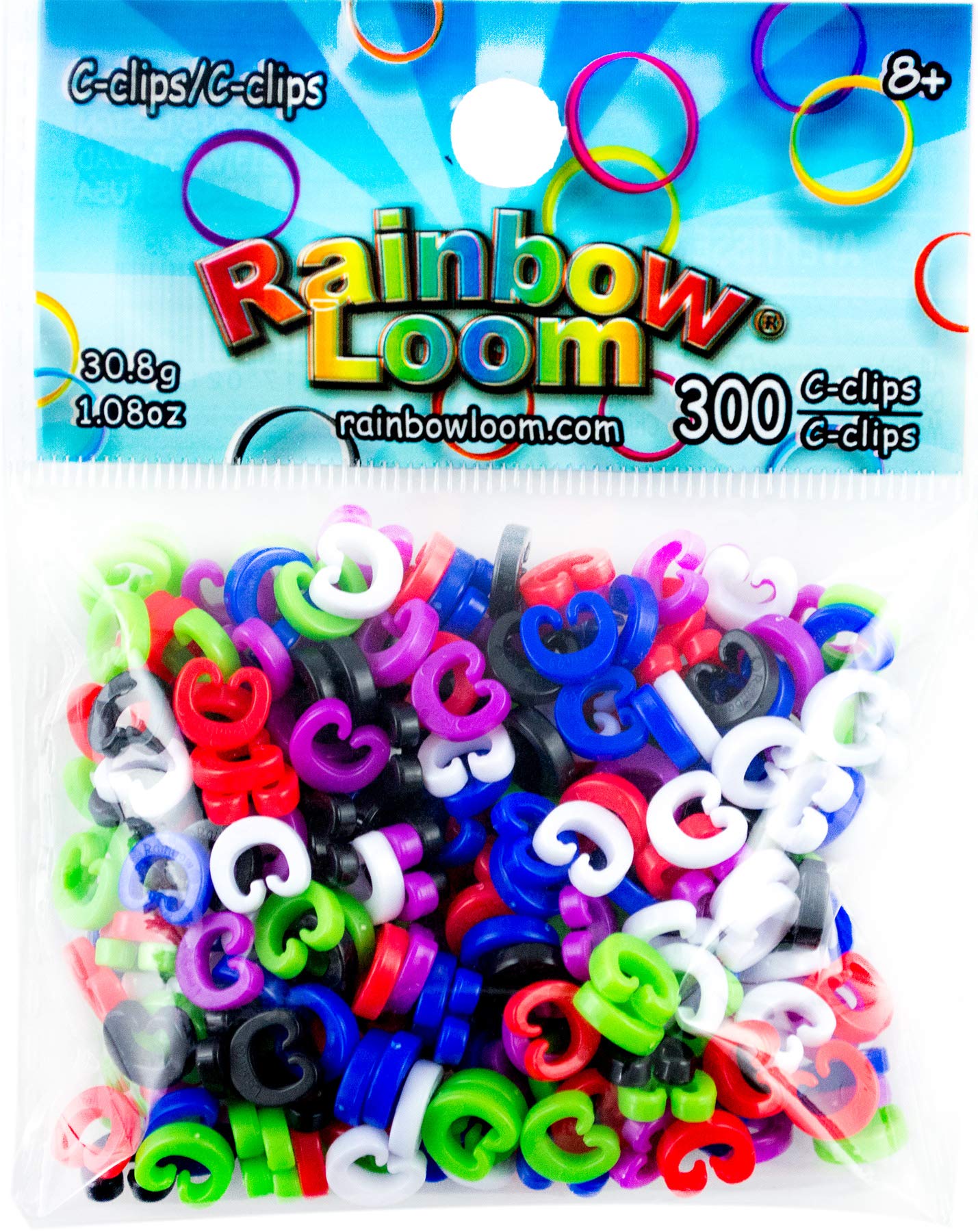 300-Piece Rainbow Loom Colored C-Clips for Rubber Band Bracelets Original Colored C-Clips Refill Pack by Choon’s Design – Compatible with All Rainbow Loom Kits – Ages 8 and Up