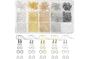 TOAOB THE ONE AND ONLY BABY TOAOB 150pcs 5 Colors Earring Hooks Kit Hypoallergenic Ear Wires and 1000pcs Jump Rings 200pcs Earring Backs for Earrings Making Jewelry Making Findings