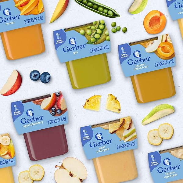 GERBER STAGE 2 BABY FOOD, BANANA ORANGE MEDLEY PUREE TUB, NO ARTIFICIAL COLORS OR FLAVORS, BABY PUREE, 2-PACK