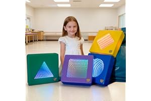 4-in-1 Soft Padded Infinity Mirror Set for Kids - Rechargeable Sensory Mirror with Multi-Color Changing Tunnel Magical Lighti