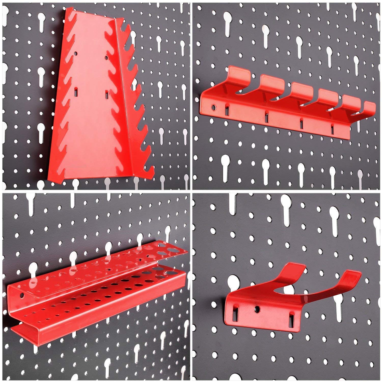 FIXKIT Metal Peg Boards with 17 Hook Set, 120 x 60 x 2cm Pegboard