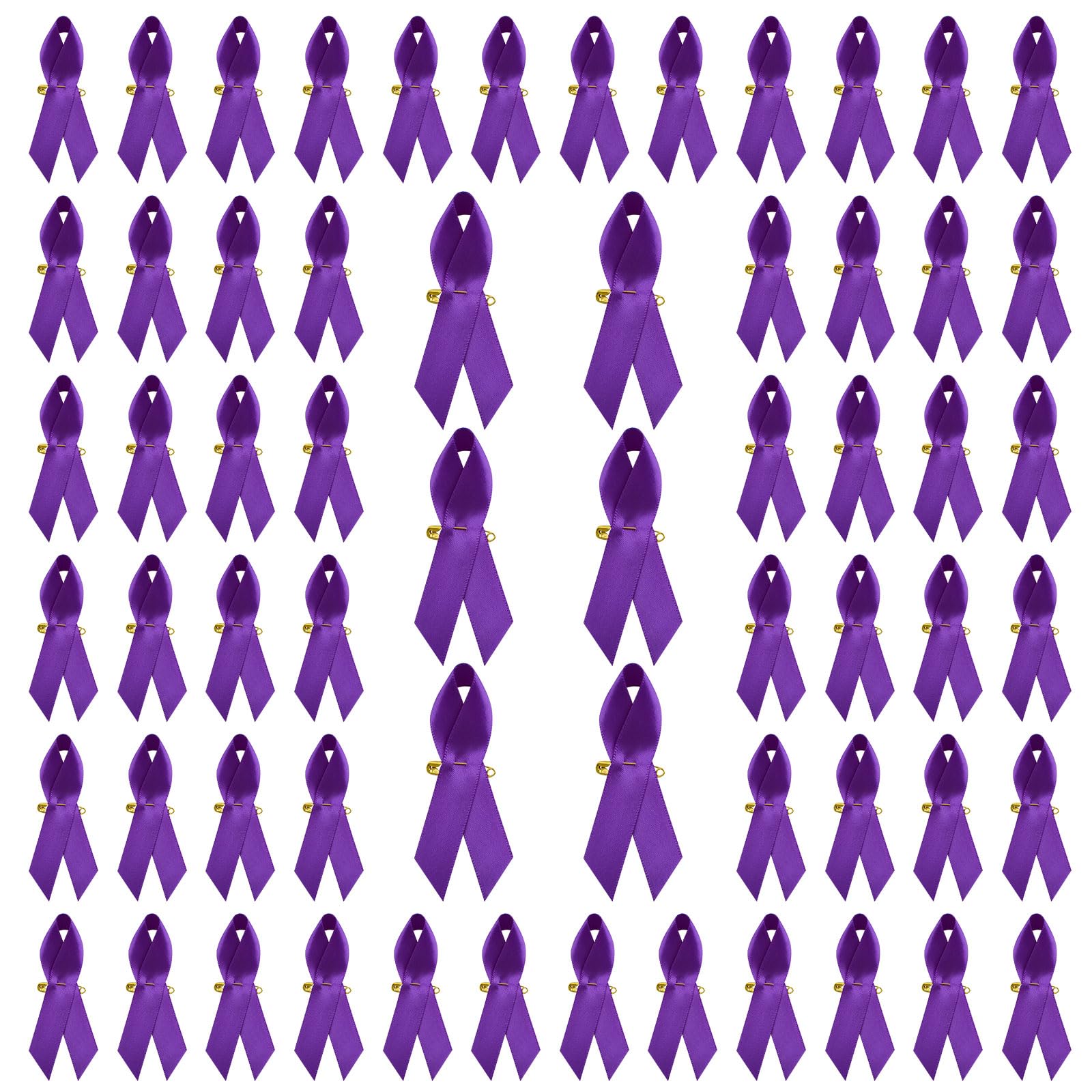 WANDIC 300 Pcs Purple Ribbon Pins,Alzheimer's Awareness Badges Hodgkin Lymphoma Pins Domestic Violence Brooches Epilepsy Badges Metal Brooches for Charity Event